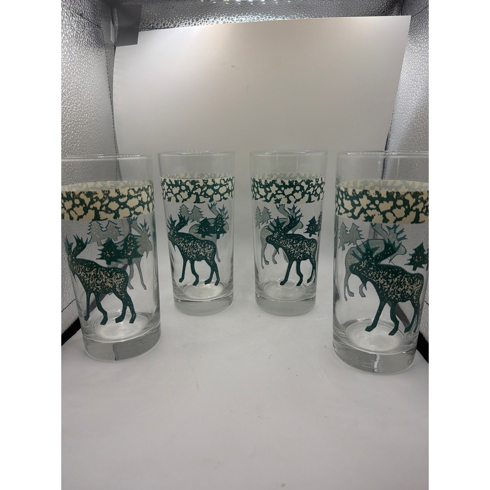 Set of 8 Tienshan Folkcraft Moose Country Drinking Glasses - 15 oz Libbey
